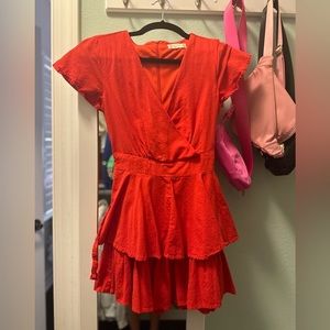 Alterd State Reagan Ruffle Red Romper